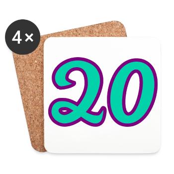 20. 20. JAHRESTAG. 20-JÄHRIGES JUBILÄUM. 20 JAHRE. - Untersetzer (4er-Set) - Weiß - Vorne