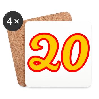 20. 20. JAHRESTAG. 20-JÄHRIGES JUBILÄUM. 20 JAHRE. - Untersetzer (4er-Set) - Weiß - Vorne