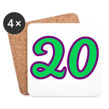 20. 20e ANNIVERSAIRE. ANNIVERSAIRE 20 ANS. 20 ANS. - Dessous de verre (lot de 4) - blanc - Devant