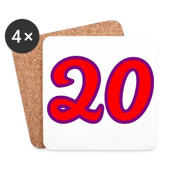 20. 20. JAHRESTAG. 20-JÄHRIGES JUBILÄUM. 20 JAHRE. - Untersetzer (4er-Set) - Weiß - Vorne