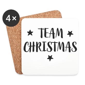 Team Christmas Schriftzug mit Sternen - Untersetzer (4er-Set) - Weiß - Vorne