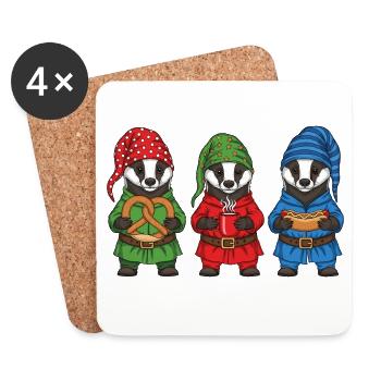 Europäischer Dachs Merry Christmas Cooles Geschenk - Untersetzer (4er-Set) - Weiß - Vorne