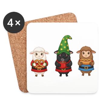 Schaf Merry Christmas Weihnachten - Untersetzer (4er-Set) - Weiß - Vorne