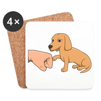 Cute Dachshund Dog Fist Bump Funny Pet Owner Gift - Coasters (set of 4) - white - Front