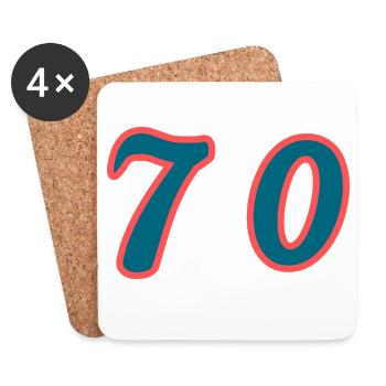 70. 70 ANS. 70e ANNIVERSAIRE. ANNIVERSAIRE 70 ANS. - Dessous de verre (lot de 4) - blanc - Devant