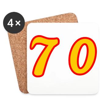 70. 70 JAHRE. 70-JÄHRIGES JUBILÄUM. 70-JÄHRIGES JUBILÄUM. - Untersetzer (4er-Set) - Weiß - Vorne