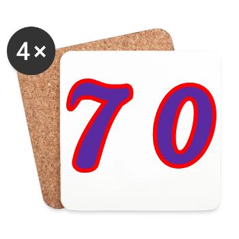 70. 70 ANS. 70e ANNIVERSAIRE. ANNIVERSAIRE 70 ANS. - Dessous de verre (lot de 4) - blanc - Devant