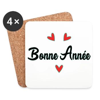 BONNE ANNEE. SAINT SYLVESTRE. NOUVELLE ANNÉE - Dessous de verre (lot de 4) - blanc - Devant