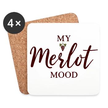 My Merlot Mood Wine Saying for Connoisseurs - Coasters (set of 4) - white - Front