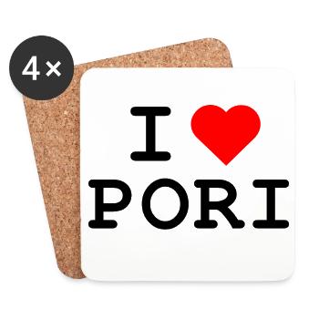 I love Pori - Ich liebe Pori - Coasters (set of 4) - white - Front