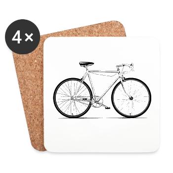 Black Vintage Bicycle, Minimalist Design - Coasters (set of 4) - white - Front