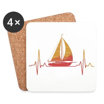 Cœur de la navigation au coucher du soleil - Dessous de verre (lot de 4) - blanc - Devant