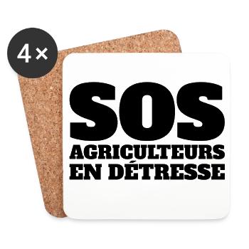 agriculteur, paysans, éleveur bovin - Dessous de verre (lot de 4) - blanc - Devant