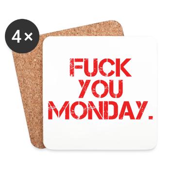 Fick dich Montag - Untersetzer (4er-Set) - Weiß - Vorne