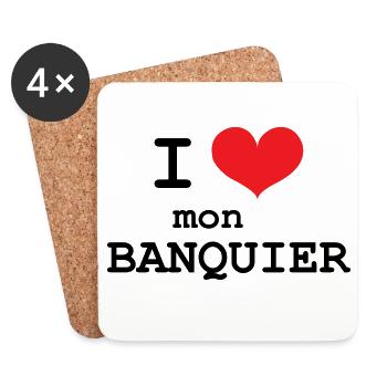Ich liebe meinen Banker - Untersetzer (4er-Set) - Weiß - Vorne