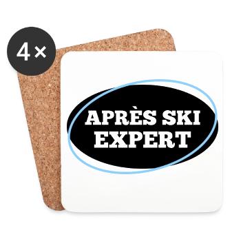 Expert après ski – Diction du skieur de fête - Dessous de verre (lot de 4) - blanc - Devant