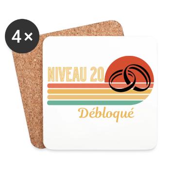 Level 20 Unlocked Retro Graphic Design - Coasters (set of 4) - white - Front