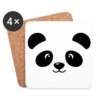 Panda | Big Face Kostüm Karneval Verkleidung - Untersetzer (4er-Set) - Weiß - Vorne
