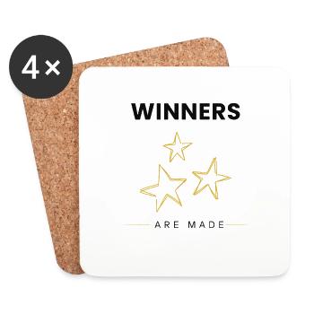 Winners Are Made Minimal Motivational Quote - Coasters (set of 4) - white - Front