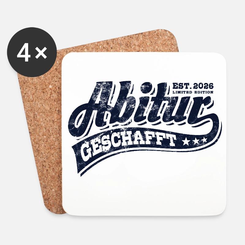 Abi Est 2026 - Abitur - Geschenk - Untersetzer (4er-Set) - Weiß