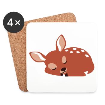 Cute sleeping fawn minimalist style - Coasters (set of 4) - white - Front