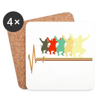 Sumo Wrestler Heartbeat Retro Japanese Martial Art - Coasters (set of 4) - white - Front