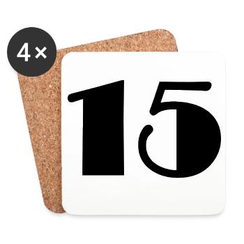 15. 15 ANS. 15e ANNIVERSAIRE. ANNIVERSAIRE 15 ANS. - Dessous de verre (lot de 4) - blanc - Devant
