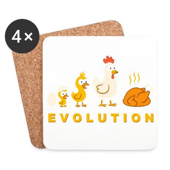Evolution Chicken Broiler Chicken Funny - Coasters (set of 4) - white - Front
