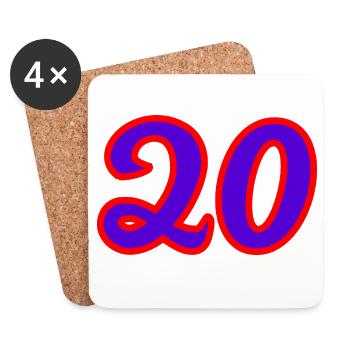 20. 20 ANS. 20e ANNIVERSAIRE. ANNIVERSAIRE 20 ANS. - Dessous de verre (lot de 4) - blanc - Devant