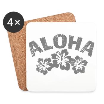 Aloha Hibiskus Design – Blütenornament - Untersetzer (4er-Set) - Weiß - Vorne