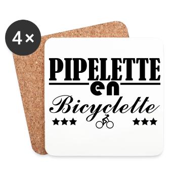 Pipelette en bicyclette - Dessous de verre (lot de 4) - blanc - Devant