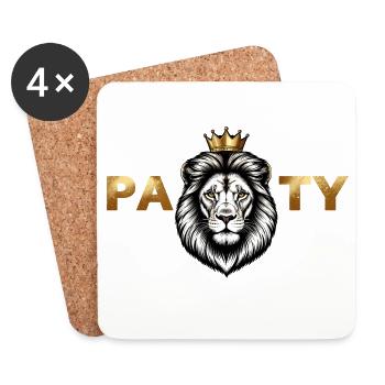 Partylöwe – König der Nacht - Untersetzer (4er-Set) - Weiß - Vorne