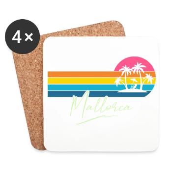 Mallorca Palm Trees Sunset Retro - Coasters (set of 4) - white - Front