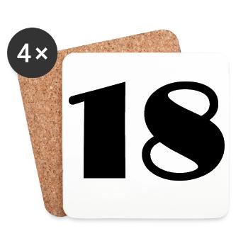 18. 18 ANS. 18e ANNIVERSAIRE. ANNIVERSAIRE 18 ANS. - Dessous de verre (lot de 4) - blanc - Devant