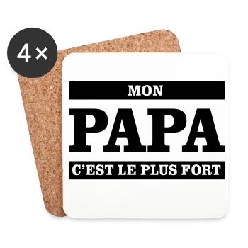 Mon papa c'est le plus fort  - Dessous de verre (lot de 4) - blanc - Devant