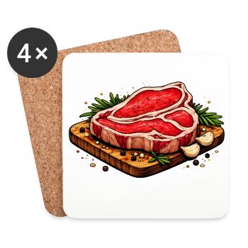 Saftiges Steak Illustration - Untersetzer (4er-Set) - Weiß - Vorne
