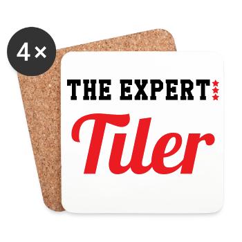 Experte im Fliesenlegen – professionelle Fliesenverlegung mit Präzision - Untersetzer (4er-Set) - Weiß - Vorne