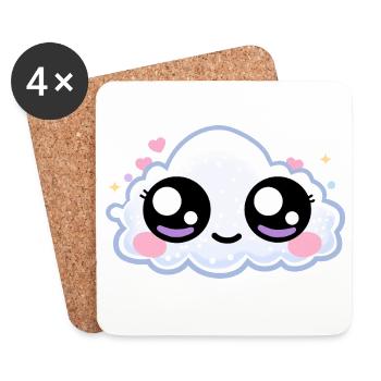 Cloud Eyes Kawaii – Soft Dreamy Eyes - Coasters (set of 4) - white - Front