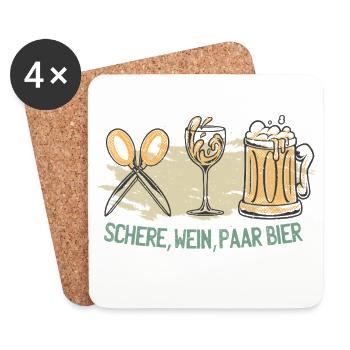 Bière de couple Vin Ciseaux - Dessous de verre (lot de 4) - blanc - Devant