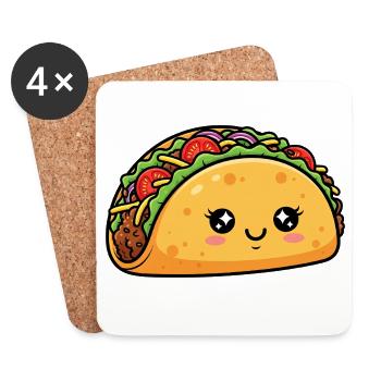 Kawaii Taco - Untersetzer (4er-Set) - Weiß - Vorne