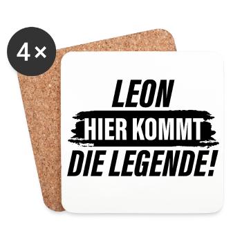 Leon hier kommt die Legende - Untersetzer (4er-Set) - Weiß - Vorne