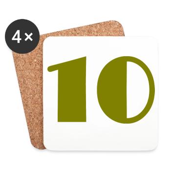 10. 10 ANS. 10e ANNIVERSAIRE. ANNIVERSAIRE 10 ANS. - Dessous de verre (lot de 4) - blanc - Devant