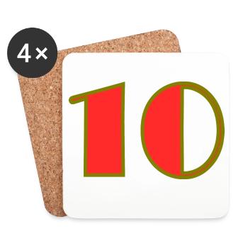 10. 10 ANS. 10e ANNIVERSAIRE. ANNIVERSAIRE 10 ANS. - Dessous de verre (lot de 4) - blanc - Devant