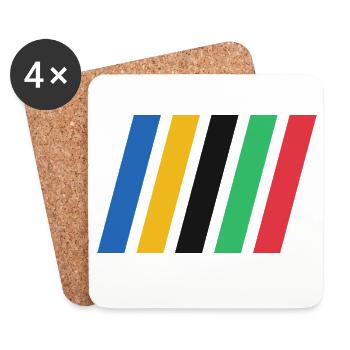Bandes de couleur - Dessous de verre (lot de 4) - blanc - Devant