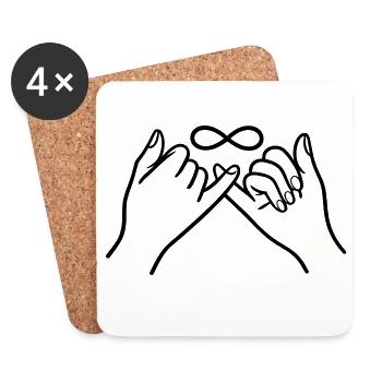 Pinkie Promise Infinity Minimal Line Art Design - Coasters (set of 4) - white - Front