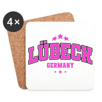Lübeck Pink Stadtlogo - Untersetzer (4er-Set) - Weiß - Vorne
