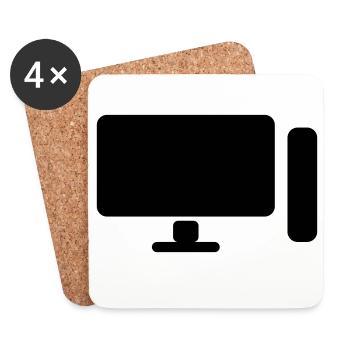 Minimal PC Setup Icon – Gamer Design - Coasters (set of 4) - white - Front