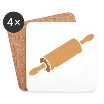 Rolling pin simple icon - Coasters (set of 4) - white - Front