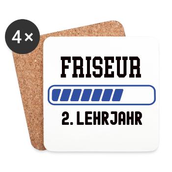 Ausbildung Friseur 2. Lehrjahr Friseursalon Lehre - Untersetzer (4er-Set) - Weiß - Vorne