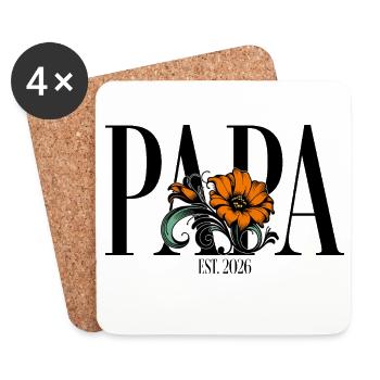 Papa – Vintage Blumen Design Geschenkidee - Untersetzer (4er-Set) - Weiß - Vorne